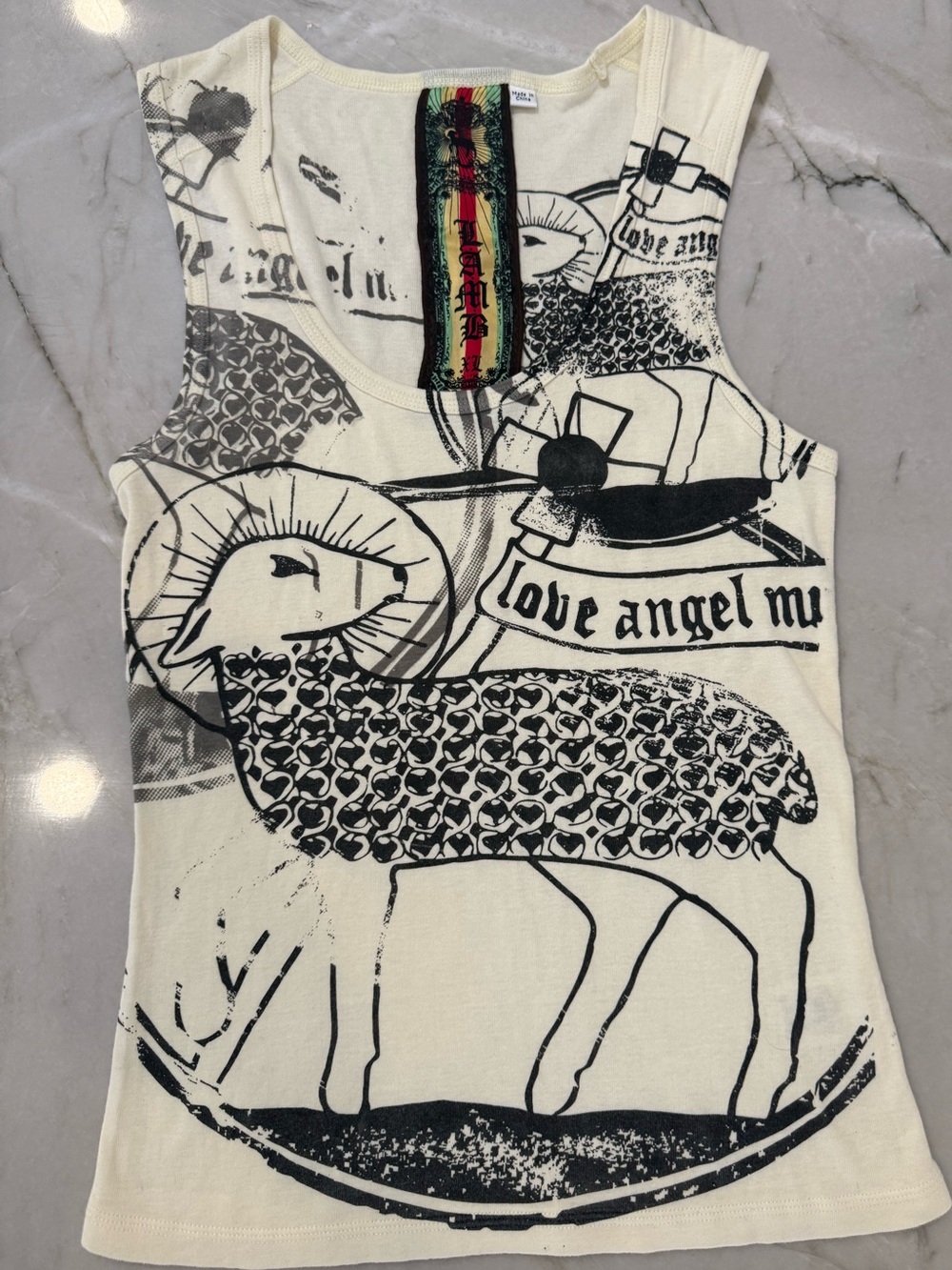 L.A.M.B. Rare Gwen Stefani Love Angel Music Baby Tank Top 2003 Vintage Y2K Sz M